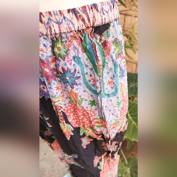 New SMALL fit XS ? women CLEOBELLA boho lounge pajama pants birds elastic waist - Picture 7 of 16